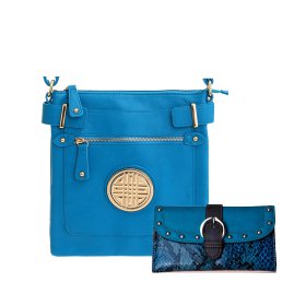 Blue Signature Style Crossbody Purse With Wallet
