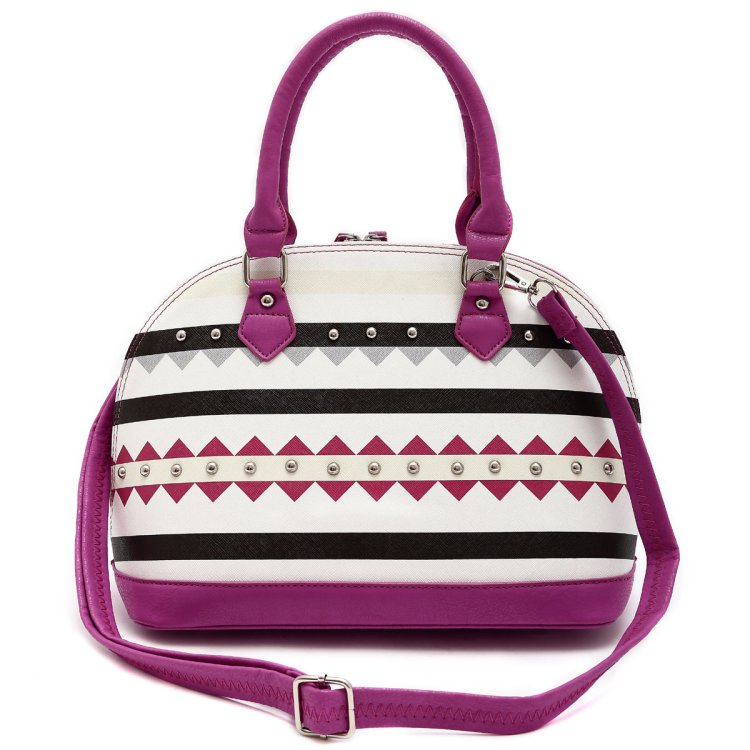 Purple Transformed Stripe Satchel Handbag