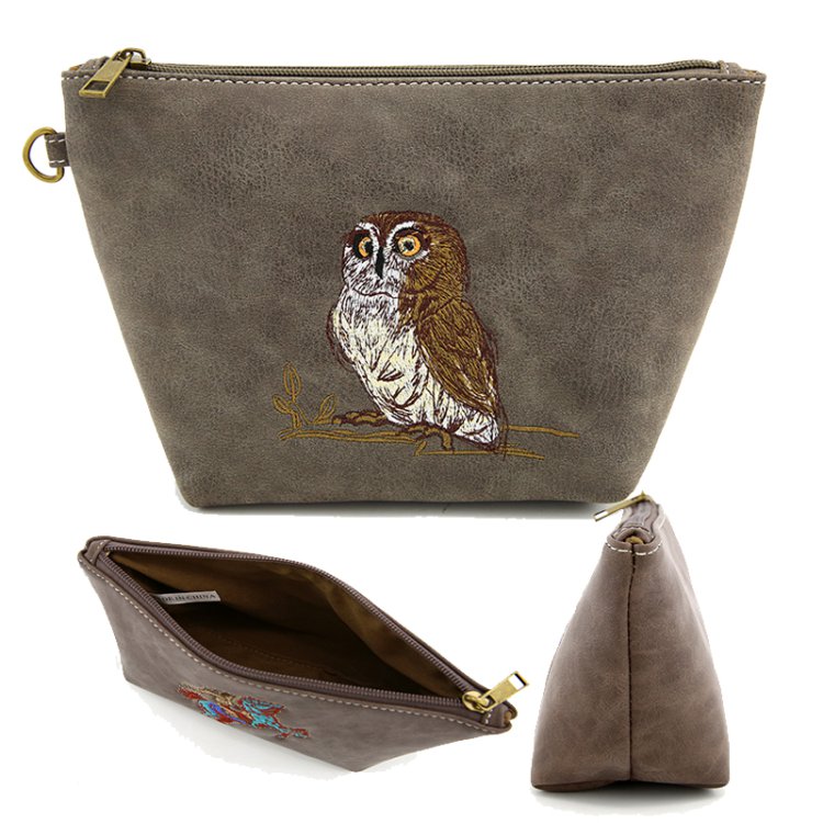 Taupe Western Coin Purse Wallet Pouch Makeup Bag