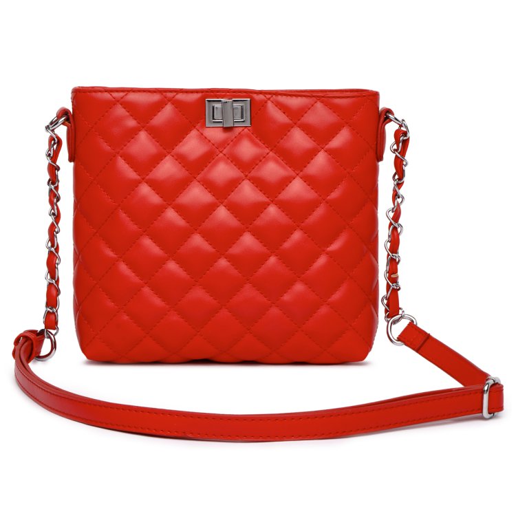 Red Quilted Fashion Crossbody Bag