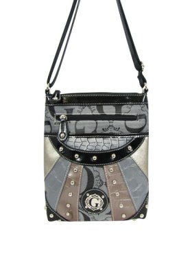 Gray Signature Style Crossbody Purse