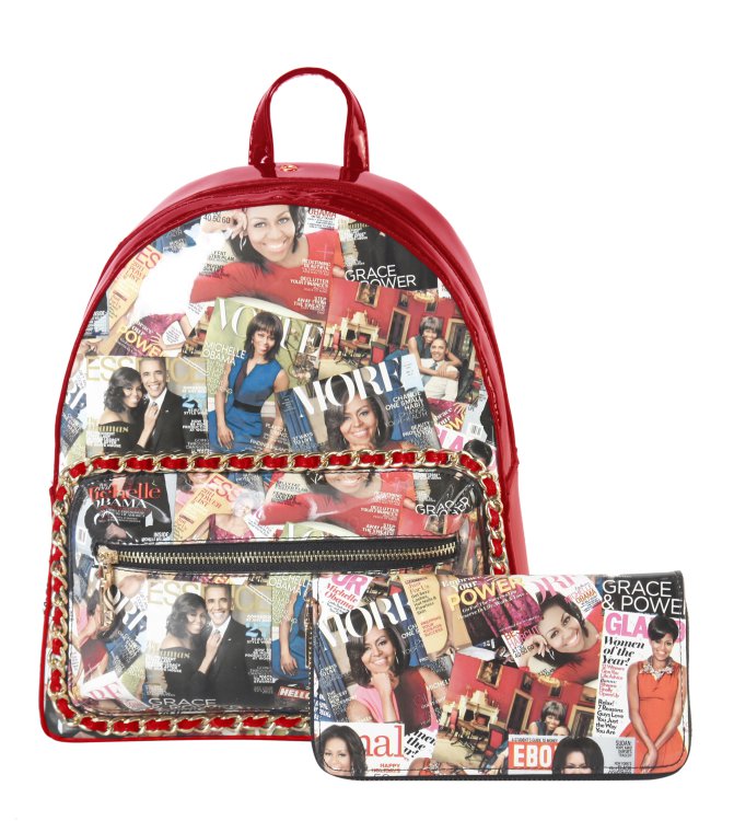 Red Designer Michelle Obama Backpack & Wallet Set