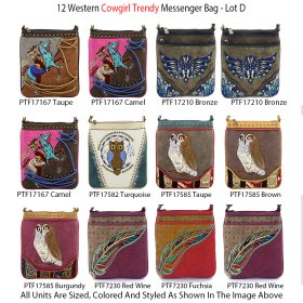 12 Crossbody Purses 'Cowgirl Trendy' Collection - Lot D
