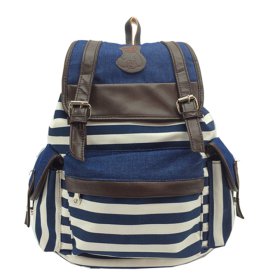 Blue Flag Stripes Canvas Backpack