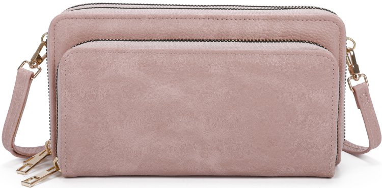 Pink Fashion Three Zipper Pocket Wallet