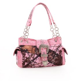 Pink 'Mossy Pine' Structured Satchel Bag