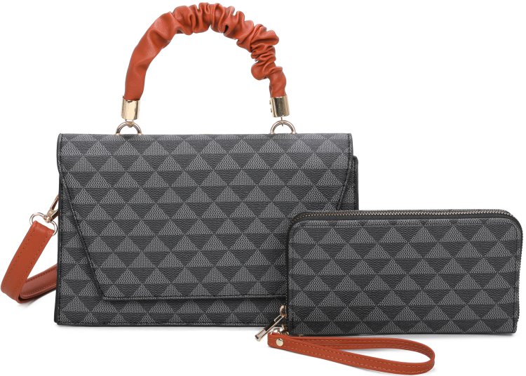 Black/Brown Fashion Crossbody Bag & Wallet Set
