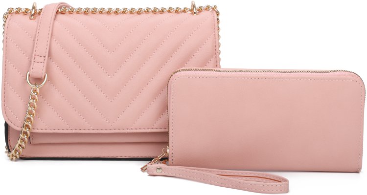 Pink Fashion Crossbody Bag & Wallet Set