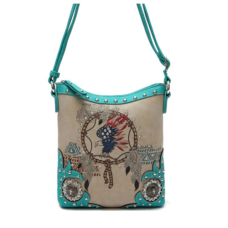 Turquoise Western Indian With Eagle Crossbody Purse