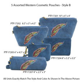 5 Assorted Western Cosmetic Pouches - Style A