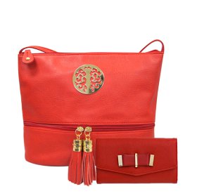 Red Signature Style Crossbody Purse With Wallet