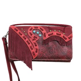 Red Western Premium Swinging Fringe Embroidered Wallet