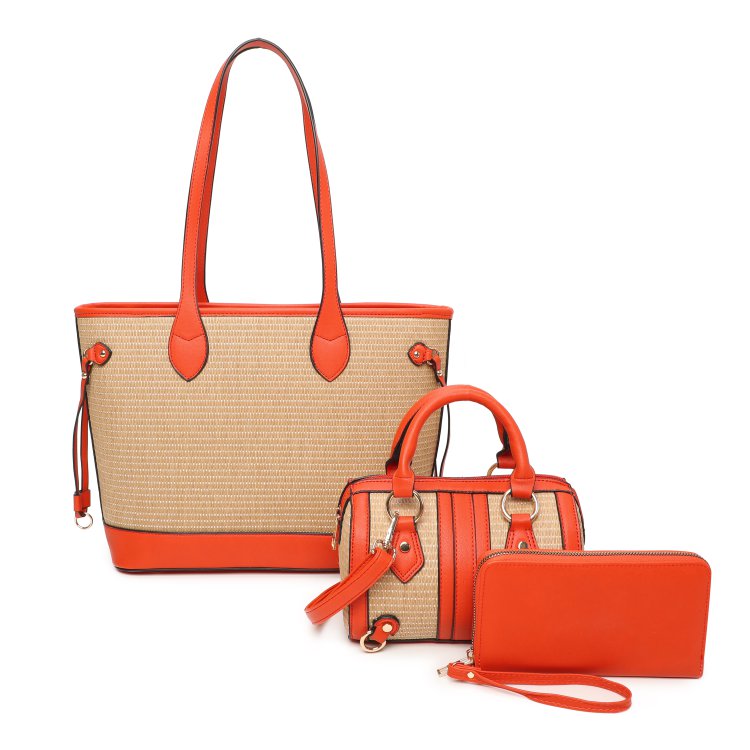 3 IN 1 BEACH STYLE TOTE BAG WITH CROSSBODY BAG AND WALLET SET