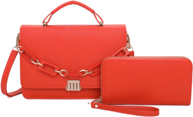 Orange Fashion Crossbody Bag & Wallet Set