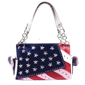 Navy Western Concealed Carry Purse With Flag Embroidery