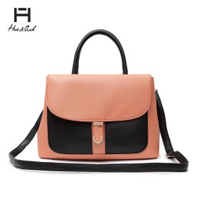 Black Two Tone Designer inspired Flap Handbag - HNA 2046