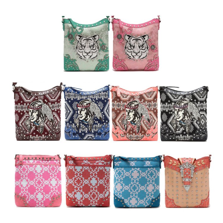 10 Western Cowgirl Trendy Crossbody Purses - Lot A