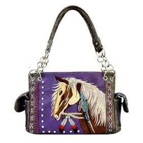 Purple Premium Horse Embroidery Concealed Carry Purse