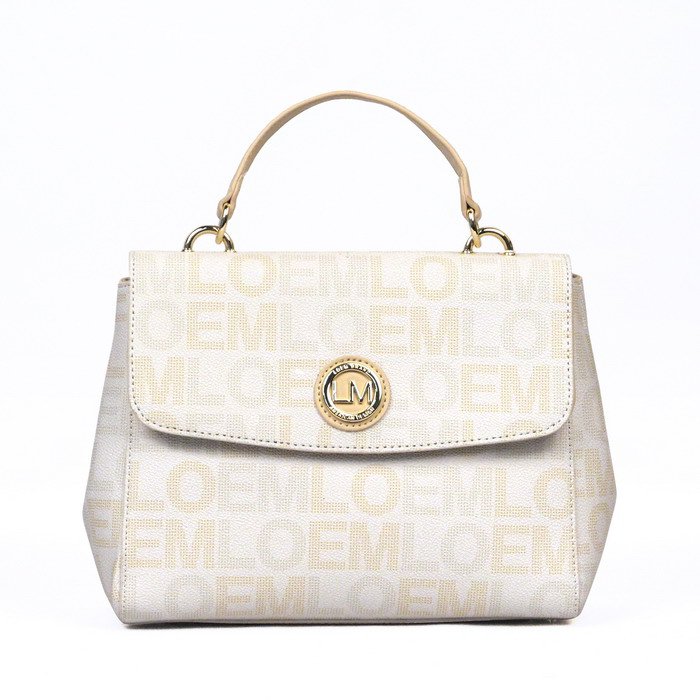 White Loem Signature Flap-Over Satchel Handbag