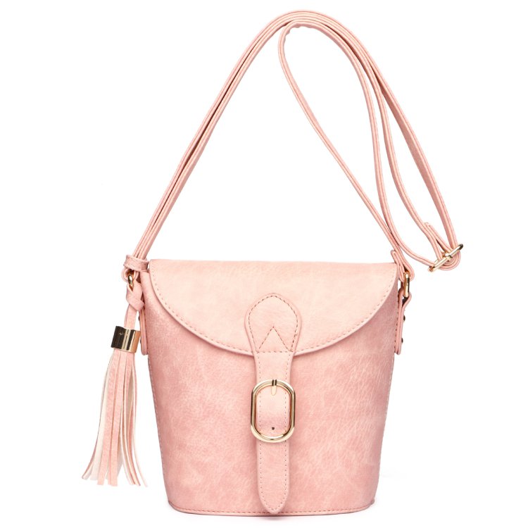Dusty Pink Flap Over Crossbody Purse With Shoulder Strap