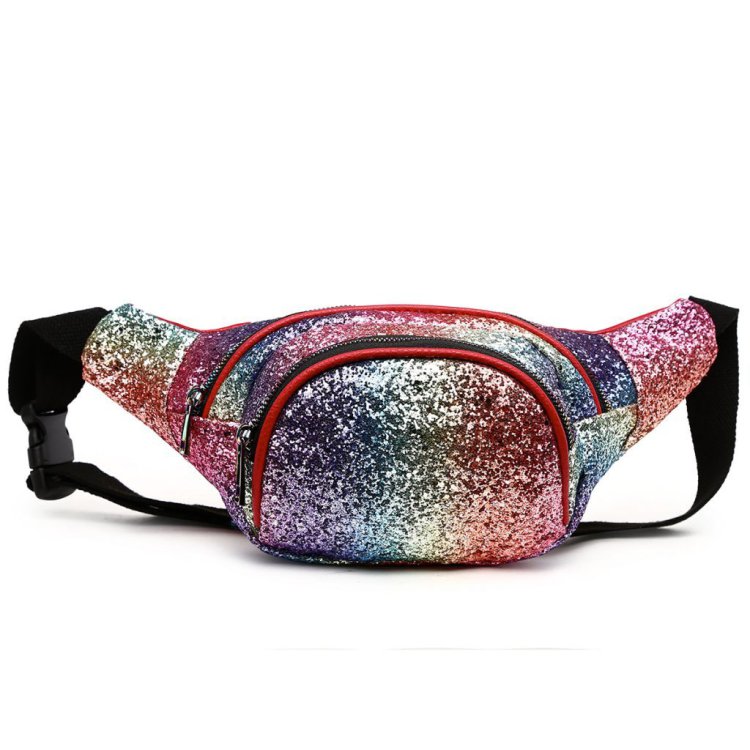 Multi Glittered Fanny Pack With Round Pocket