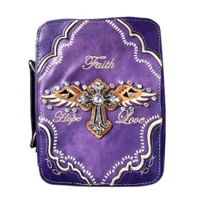 Purple Christian Bible Embroidery Case