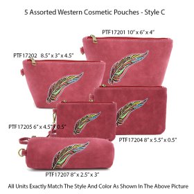 5 Assorted Western Cosmetic Pouches - Style C