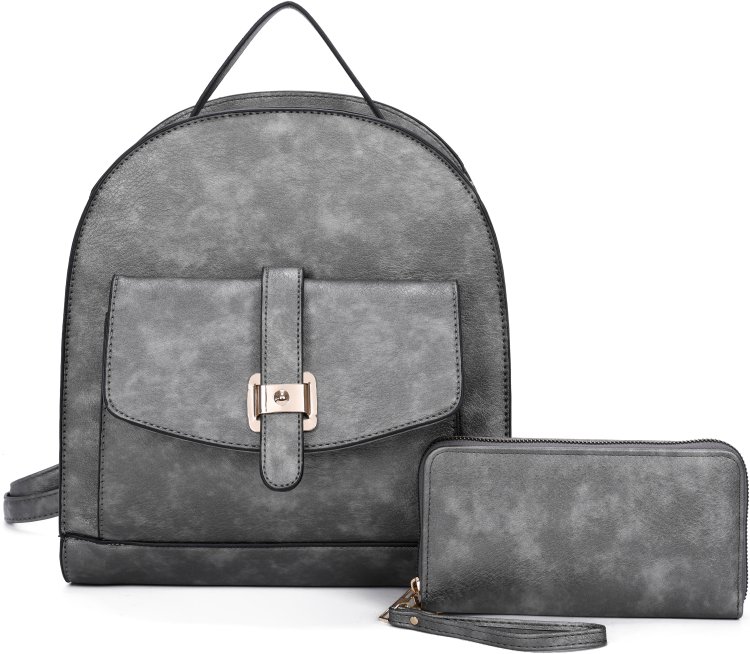 Gunmetal Stylish Backpack & Wallet Set