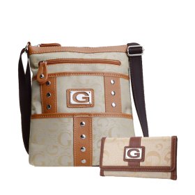 Tan Signature Style Crossbody Purse With Wallet