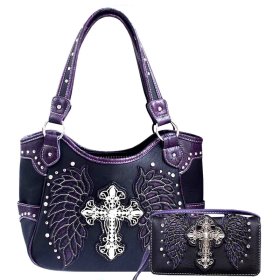 Purple Angel Cross Concealed Carry Embroidery Bag Set