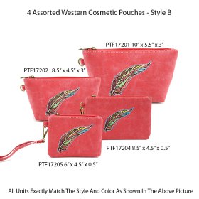 4 Assorted Western Cosmetic Pouches - Style B