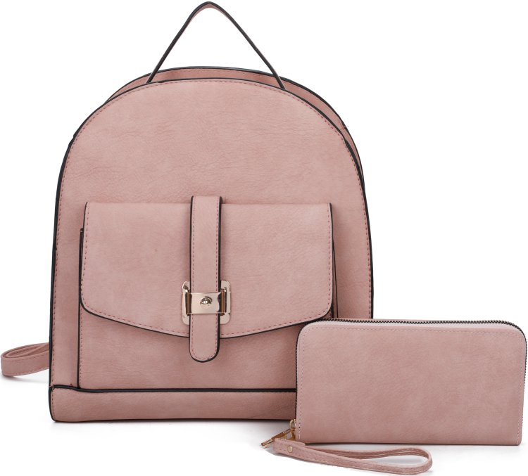 Pink Stylish Backpack & Wallet Set
