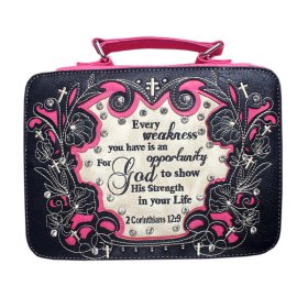 Black/Hot Pink Christian Bible Embroidery Case
