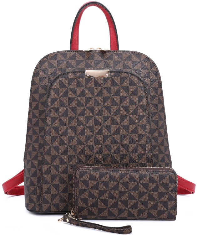Burgundy Monogram Backpack With Matching Wallet Set