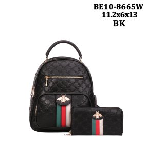 Black 2 IN 1 Signature Inspired Fashion Backpack - BE10-8665W
