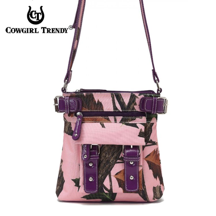 Purple Cowgirl Trendy Pink Camo Crossbody Purse