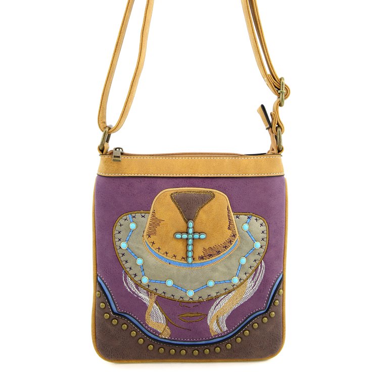 Classic Western Hat Embroidered Crossbody Purse
