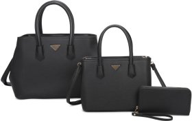 3-in-1 Modern Plain Handle Tote Bag With Matching Bag And Clutch