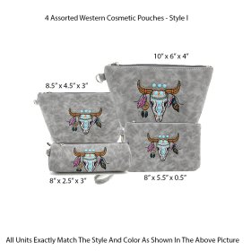 4 Assorted Western Cosmetic Pouches - Style I