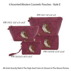 4 Assorted Western Cosmetic Pouches - Style E