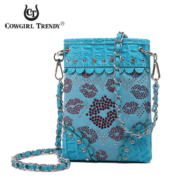 Turquoise Western Stone Lips Hipster Crossbody Purse