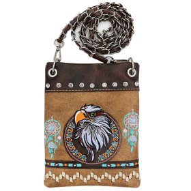 Tan Western Eagle Concealed Carry Embroidery Crossbody Purse