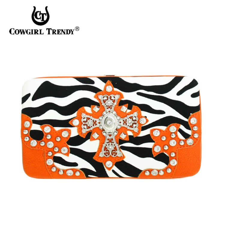 Orange Western Cowgirl Trendy Hard Case Wallet