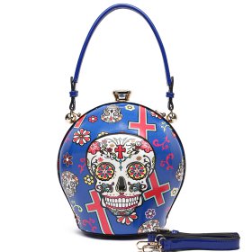 Blue Sugar Skull Ball Handbag - SKU16 2929T BLUE