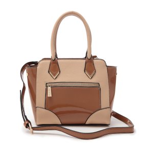 Brown Two Tone Satchel Fashion Handbag