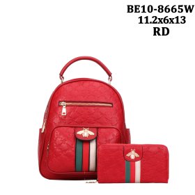 Red Signature Inspired Fashion Backpack & Wallet Set
