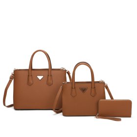 3-in-1 Modern Plain Handle Tote Bag With Matching Bag And Clutch