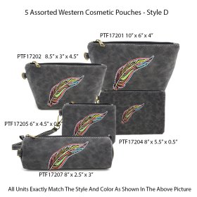 5 Assorted Western Cosmetic Pouches - Style D