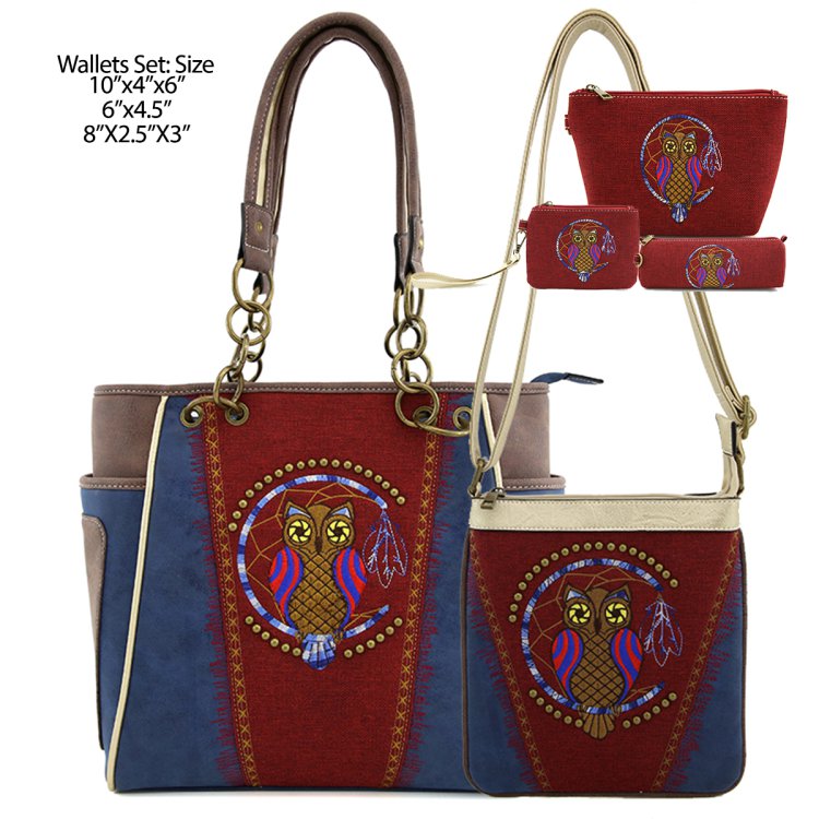 Western Style Leather Country Handbag With Wallet Set With Feathers in 6  Colors - Walmart.com