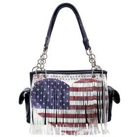 Navy Western Concealed Carry Purse With Flag Embroidery